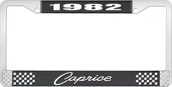 OER 1982 Caprice Style #1 Black and Chrome License Plate Frame with White Lettering LF2278201A