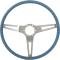 1969-72 GM, Comfort Grip Cushioned Steering Wheel, 3-Spoke, Silver Spokes, Blue Grip