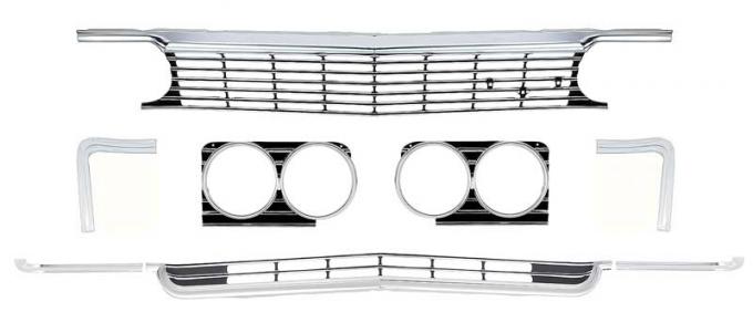 OER 1966 Complete Front Grill and Headlight Bezel Set , 8 Piece Set , Impala, Full Size *R2888