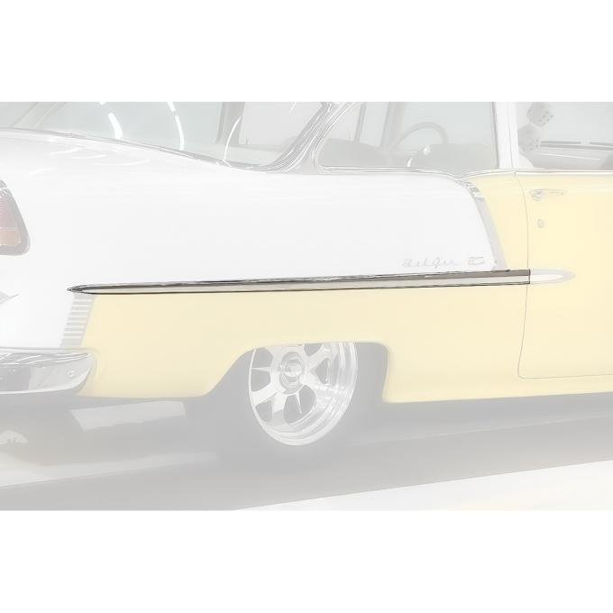 1955 Chevrolet Bel Air, Quarter Panel Molding, 2 Door, Stainless Steel, RH, Passenger Side
