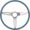 1969-72 GM, Comfort Grip Cushioned Steering Wheel, 3-Spoke, Silver Spokes, Blue Grip