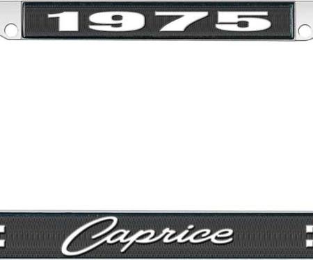 OER 1975 Caprice Style #1 Black and Chrome License Plate Frame with White Lettering LF2277501A