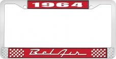 OER 1964 Bel Air Red and Chrome License Plate Frame with White Lettering LF2256401C