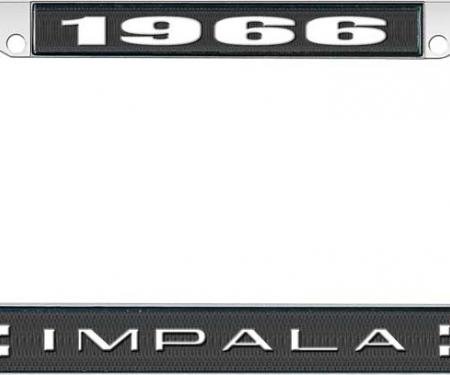 OER 1966 Impala Style #2 Black and Chrome License Plate Frame with White Lettering LF2246602A