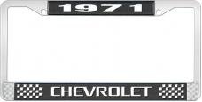 OER 1971 Chevrolet Style # 3 Black and Chrome License Plate Frame with White Lettering LF2237103A