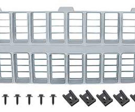 OER 1981-82 Chevrolet Pickup Grill and Headlamp Bezel Basic Set - Emblem Delete - Argent Silver & Chrome *881323