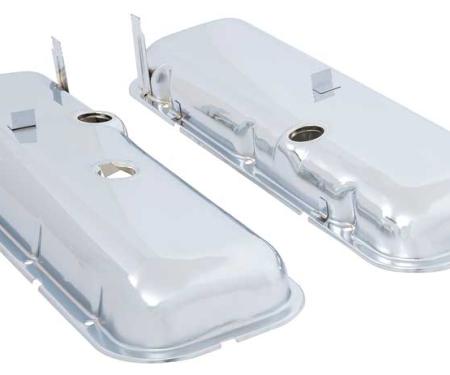 OER 1965-91 Chevrolet, Valve Covers, 396-454 Big Block, With Baffles, Chrome T9503