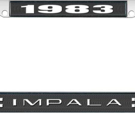 OER 1983 Impala Style #2 Black and Chrome License Plate Frame with White Lettering LF2248302A