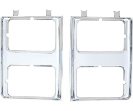 OER 1985-88 Chevy, GMC, Pickup, Blazer, Jimmy, Suburban, Chromed Headlamp Bezel Set with Dual Headlamps, with Chrome Grill, RH & LH, Pair T71105