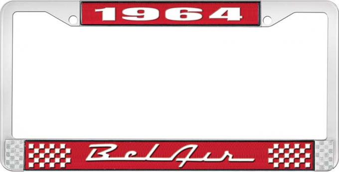 OER 1964 Bel Air Red and Chrome License Plate Frame with White Lettering LF2256401C