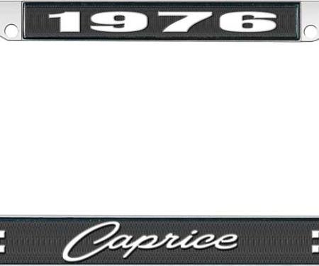 OER 1976 Caprice Style #1 Black and Chrome License Plate Frame with White Lettering LF2277601A