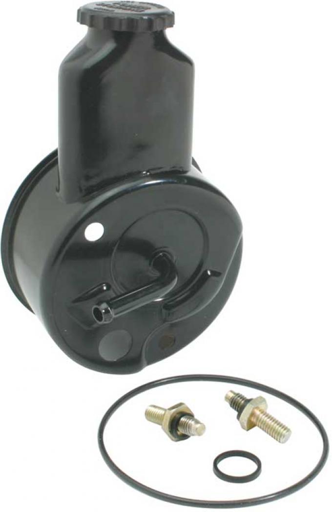 OER Power Steering Reservoir, 6 Cylinder/Small Block, Short Water Pump, Black Powder Coated PR6372B