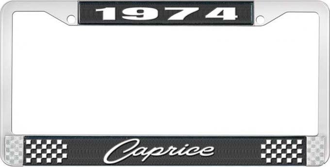 OER 1974 Caprice Style #1 Black and Chrome License Plate Frame with White Lettering LF2277401A