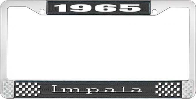 OER 1965 Impala Style #3 Black and Chrome License Plate Frame with White Lettering LF2246503A