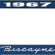 OER 1967 Biscayne Style #1 Blue and Chrome License Plate Frame with White Lettering LF2266701B