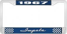OER 1967 Impala Style #1 Blue and Chrome License Plate Frame with White Lettering LF2246701B