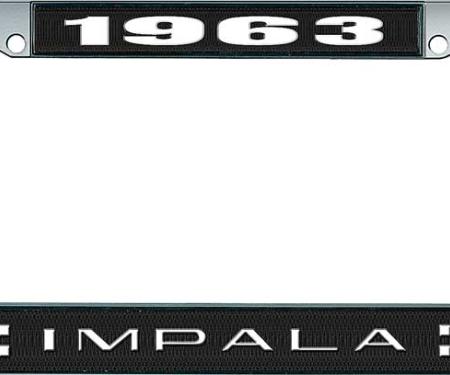 OER 1963 Impala Style #2 Black and Chrome License Plate Frame with White Lettering LF2246302A