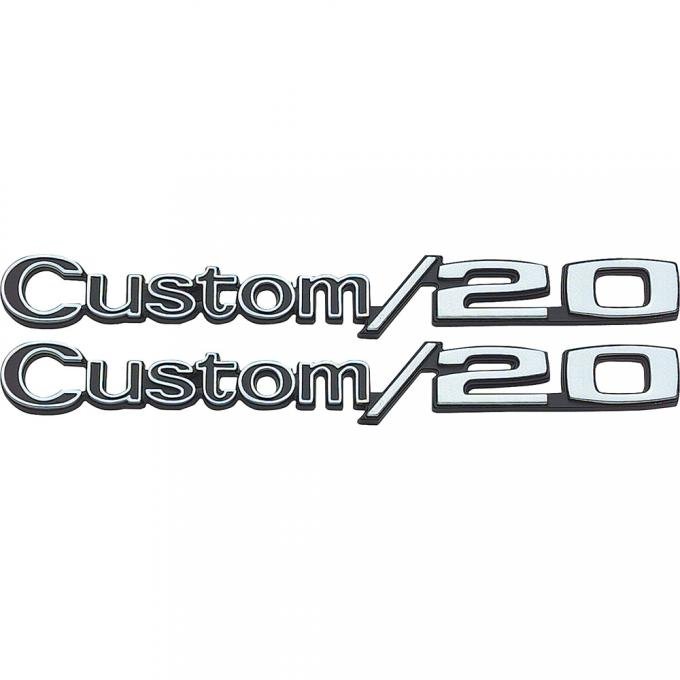 OER 1969-72 Chevrolet Pickup, Suburban Custom / 20, Front Fender Emblem Set, Pair 3953663