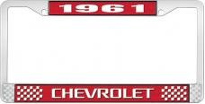 OER 1961 Chevrolet Style #3 Red and Chrome License Plate Frame with White Lettering LF2236103C
