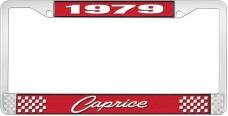 OER 1979 Caprice Style #1 Red and Chrome License Plate Frame with White Lettering LF2277901C