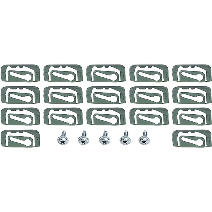 1967-68 Impala, Back Glass Molding Clips, 17 Clip Set, Plus 5 Screws, 22-Pieces