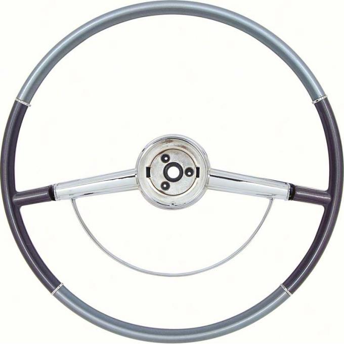 1964 Impala, Steering Wheel, with Chrome Horn Ring, Two Tone Blue