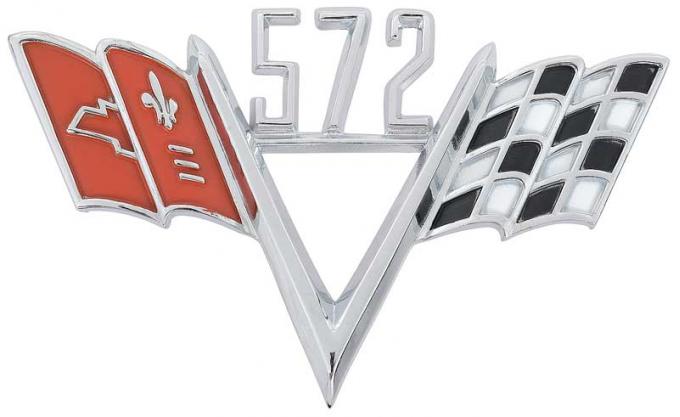OER 1963-72 Chevrolet, "572 Crossed Flags", Front Fender Emblem, Each FE572