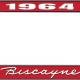 OER 1964 Biscayne Style #1 Red and Chrome License Plate Frame with White Lettering LF2266401C