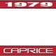 OER 1979 Caprice Style #2 Red and Chrome License Plate Frame with White Lettering LF2277902C