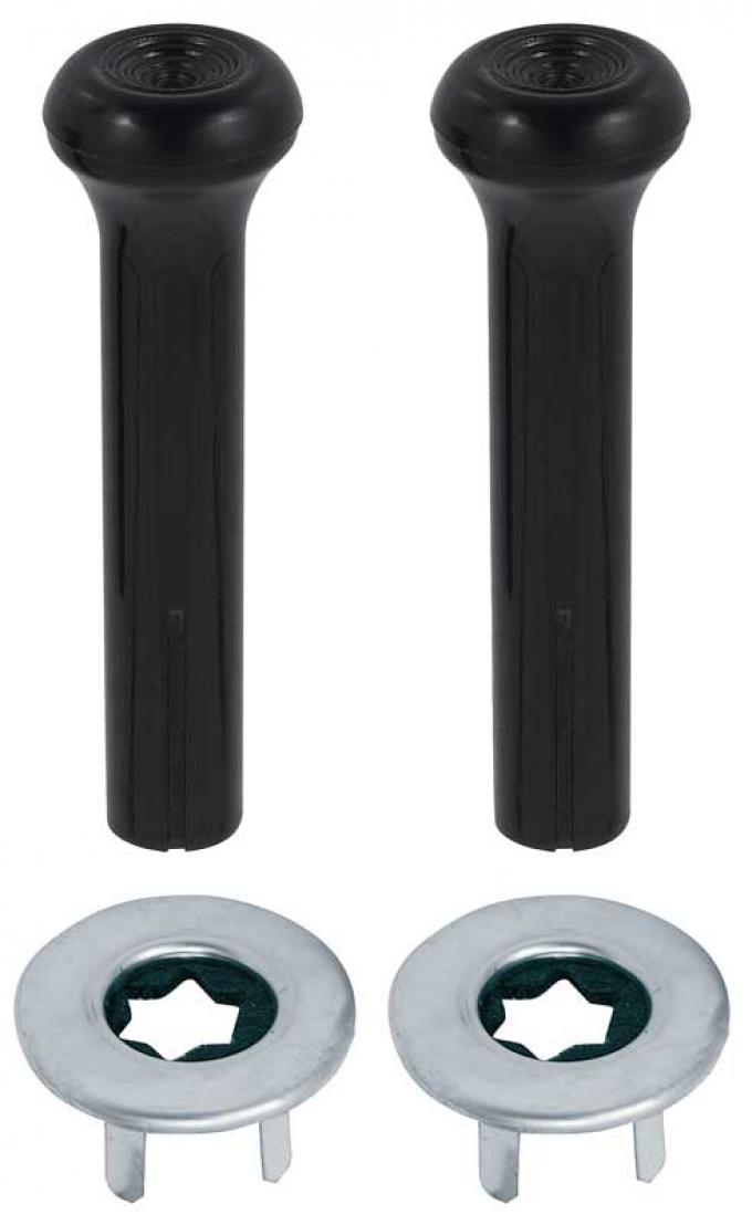 OER 1973-88 GM, Door Lock Knob Kit, Plastic, Smooth Black Knobs, With Wide Ferrules *R2590