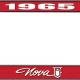OER 1965 Nova Red and Chrome License Plate Frame with White Lettering *LF3566501C