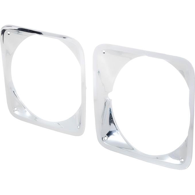 OER 1969-72 Chevy Pickup, Blazer, Suburban, Chrome Headlamp Bezel Set, LH & RH, Pair, Stamped Steel 399070C