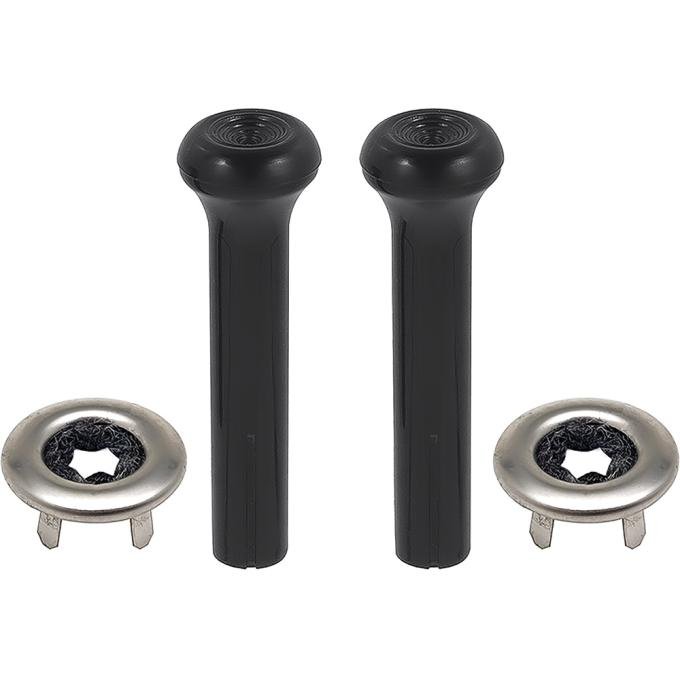 1970-72 GM, Door Lock Knob Kit, Plastic, Black Knobs, With Narrow Ferrules