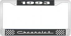OER 1993 Chevrolet Style # 5 Black and Chrome License Plate Frame with White Lettering LF2239305A