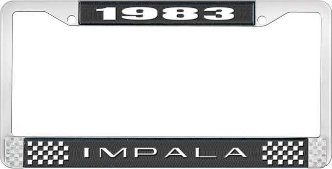 OER 1983 Impala Style #2 Black and Chrome License Plate Frame with White Lettering LF2248302A