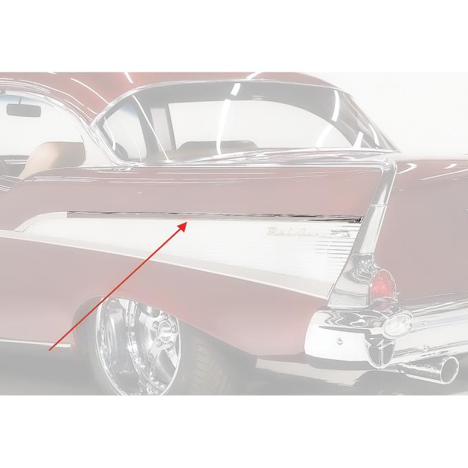 1957 Chevy Bel Air, 210, Long Upper Quarter Spear Molding, 2 Door, LH Driver Side