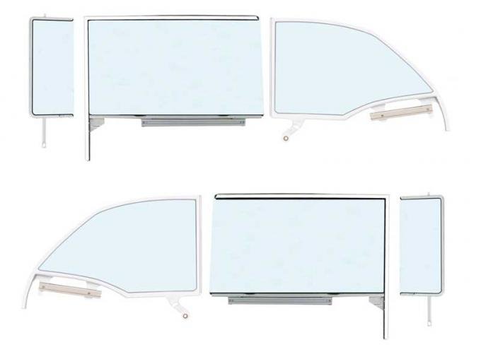 OER 1955-57 Chevrolet Convertible 6 Piece Clear Side Glass Assembly Set TF42237A