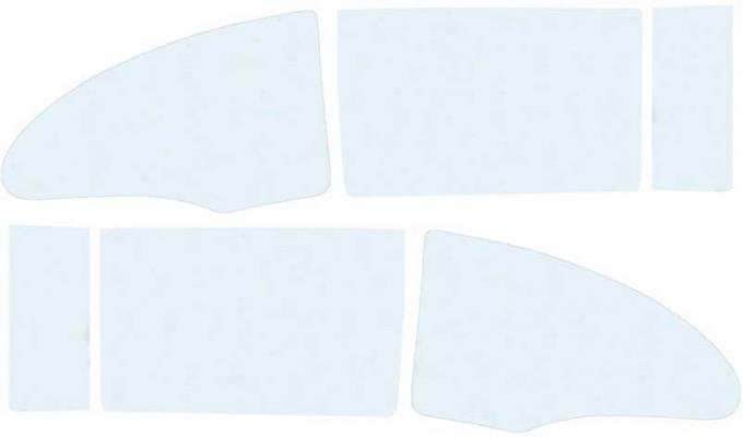 1955-57 Chevrolet Utility Sedan 6-Piece Side Window Glass Set, With Fixed Quarter Glass, Clear