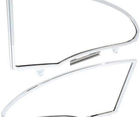 OER 1955-57 Bel Air, Catalina, Chromed Rear Quarter Window Frame Assembly Set, 2 Door Hardtop, LH & RH, TF400771