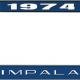 OER 1974 Impala Style #2 Blue and Chrome License Plate Frame with White Lettering LF2247402B