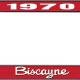 OER 1970 Biscayne Style #2 Red and Chrome License Plate Frame with White Lettering LF2267002C