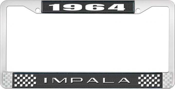 OER 1964 Impala Style #2 Black and Chrome License Plate Frame with White Lettering LF2246402A