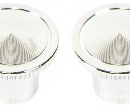 OER 1964-65 Impala, Bel Air, Chevy II Nova, Outer Radio Knobs, Die-Cast Chrome, Pair 14665