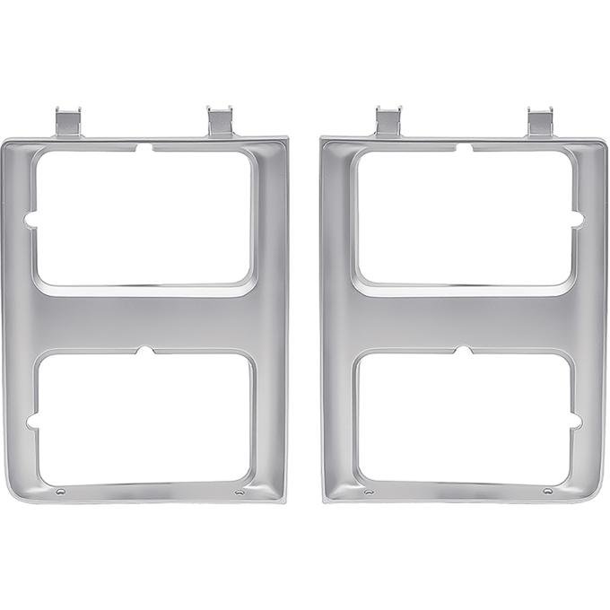 OER 1985-88 Chevy, GMC Pickup, Blazer, Jimmy, Suburban, Headlamp Bezel, with Dual Headlamps, with Chrome Grill, Silver, RH & LH, Pair *T71151