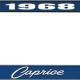 OER 1968 Caprice Style #1 Blue and Chrome License Plate Frame with White Lettering *LF2276801B