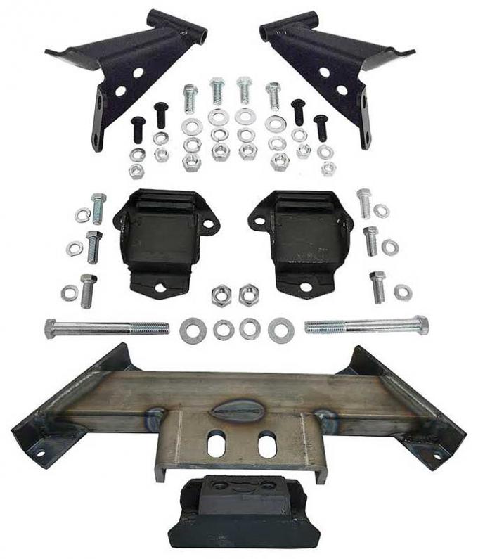 OER 1955-57 Chevrolet Convertible Transmission Crossmember with Stock Location Engine Brackets & Mounts TF800225