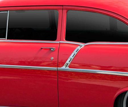 OER 1956-57 Chevrolet 150, 210, Rear Quarter Upper Paint Divider Moldings, Stainless Steel, Pair 748693