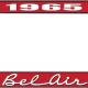 OER 1965 Bel Air Red and Chrome License Plate Frame with White Lettering LF2256502C