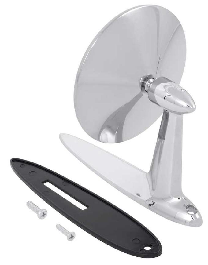 1955-57 Chevy Bel Air, 150, 210, Outer Door Mirror, Convex Shaped, Chrome, RH or LH