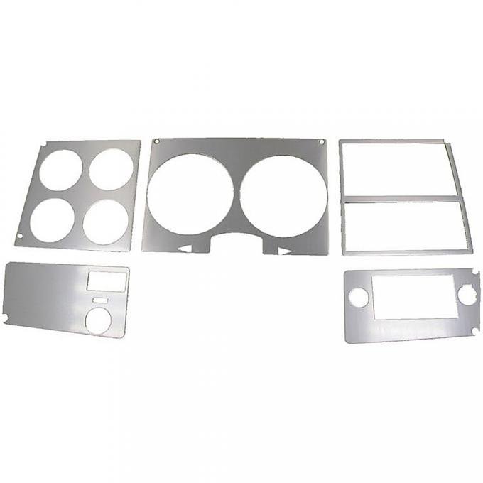 1978-80 Chevy, GMC Pickup, Blazer, Jimmy, Suburban, Dash Bezel Insert Set, w/oAC, Brushed Aluminum, 5 Piece Set